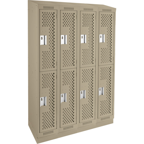 Clean Line Lockers, 2 -tier, Bank of 4, 48" x 15" x 82", Steel, Beige, Rivet (Assembled), Perforated PB Rental Co. Ltd.