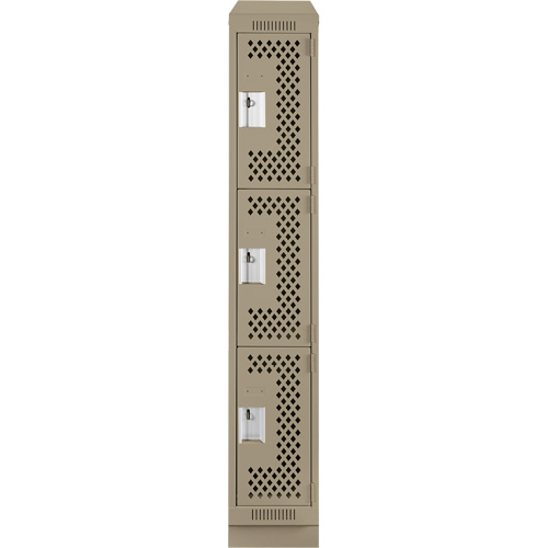 Clean Line Lockers, 3 -tier, 12" x 18" x 82", Steel, Beige, Rivet (Assembled), Perforated PB Rental Co. Ltd.