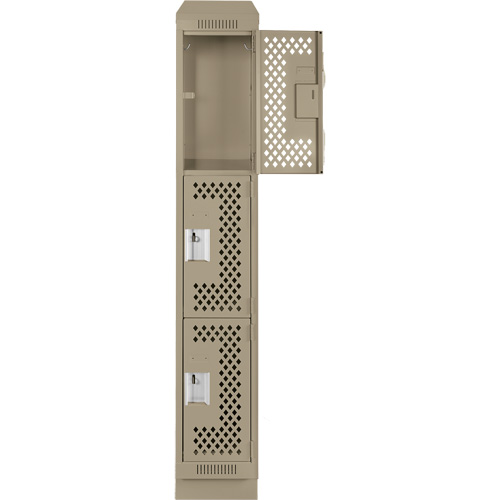 Clean Line Lockers, 3 -tier, 12" x 18" x 82", Steel, Beige, Rivet (Assembled), Perforated PB Rental Co. Ltd.