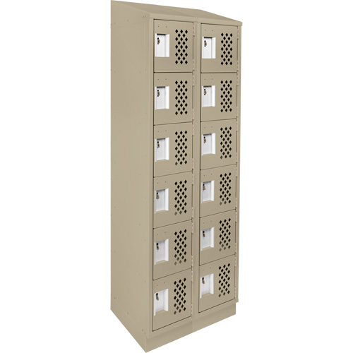 Clean-Line Perforated Lockerette, 6 -tier, Bank of 2, 12" x 72" x 12", Steel PB Rental Co. Ltd.
