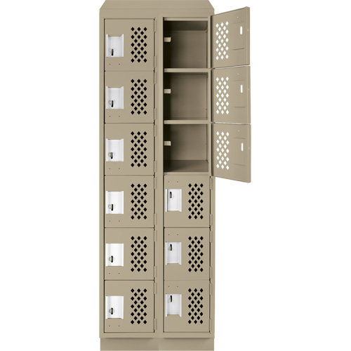 Clean-Line Perforated Lockerette, 6 -tier, Bank of 2, 12" x 72" x 12", Steel PB Rental Co. Ltd.
