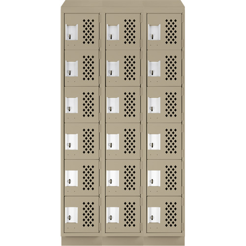 Clean-Line Perforated Lockerette, 6 -tier, Bank of 3, 12" x 72" x 12", Steel PB Rental Co. Ltd.