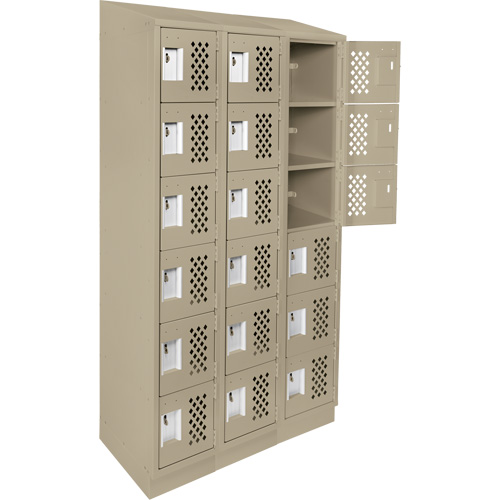 Clean-Line Perforated Lockerette, 6 -tier, Bank of 3, 12" x 72" x 12", Steel PB Rental Co. Ltd.