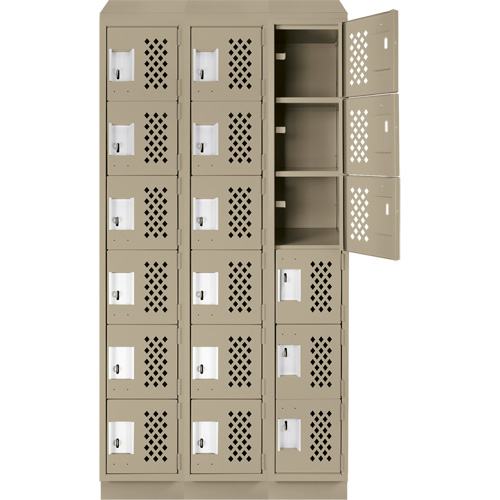 Clean-Line Perforated Lockerette, 6 -tier, Bank of 3, 12" x 72" x 12", Steel PB Rental Co. Ltd.