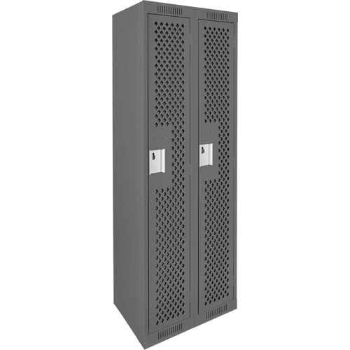 Clean Line Lockers, Bank of 2, 24" x 15" x 72", Steel, Charcoal, Rivet (Assembled), Perforated PB Rental Co. Ltd.