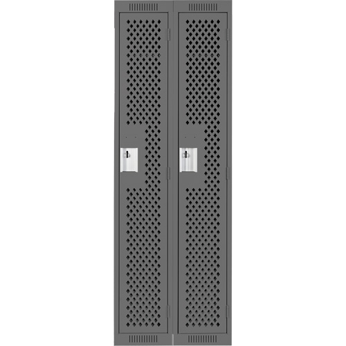 Clean Line Lockers, Bank of 2, 24" x 15" x 72", Steel, Charcoal, Rivet (Assembled), Perforated PB Rental Co. Ltd.