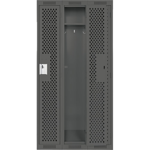 Clean Line Lockers, Bank of 3, 36" x 15" x 72", Steel, Charcoal, Rivet (Assembled), Perforated PB Rental Co. Ltd.