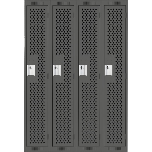Casiers Clean Line, Bloc de 4, 48" x 15" x 72", Acier, Charbon, Rivet (assembl&eacute;), Perfor&eacute; PB Rental Co. Ltd.