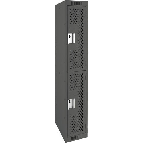 Clean Line Lockers, 2 -tier, 12" x 15" x 72", Steel, Charcoal, Rivet (Assembled), Perforated PB Rental Co. Ltd.