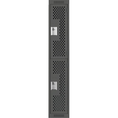Clean Line Lockers, 2 -tier, 12" x 15" x 72", Steel, Charcoal, Rivet (Assembled), Perforated PB Rental Co. Ltd.