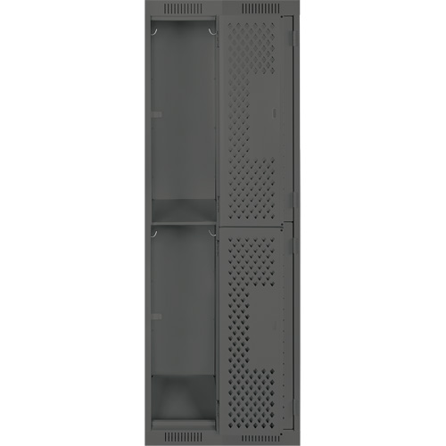 Clean Line Lockers, 2 -tier, Bank of 2, 24" x 15" x 72", Steel, Charcoal, Rivet (Assembled), Perforated PB Rental Co. Ltd.