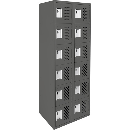 Clean-Line Perforated Lockerette, 6 -tier, Bank of 2, 15" x 72" x 12", Steel PB Rental Co. Ltd.