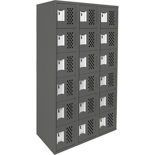 Clean-Line Perforated Lockerette, 6 -tier, Bank of 3, 15" x 72" x 12", Steel PB Rental Co. Ltd.