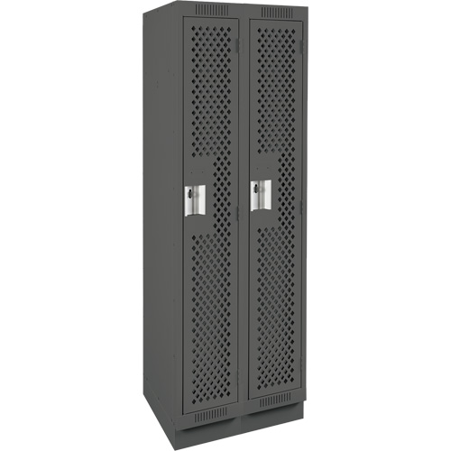 Clean Line Lockers, Bank of 2, 24" x 12" x 76", Steel, Charcoal, Rivet (Assembled), Perforated PB Rental Co. Ltd.