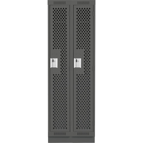Clean Line Lockers, Bank of 2, 24" x 12" x 76", Steel, Charcoal, Rivet (Assembled), Perforated PB Rental Co. Ltd.