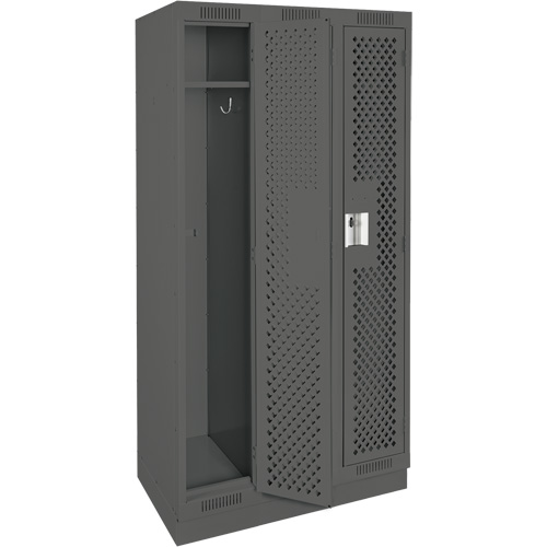 Clean Line Lockers, Bank of 3, 36" x 12" x 76", Steel, Charcoal, Rivet (Assembled), Perforated PB Rental Co. Ltd.