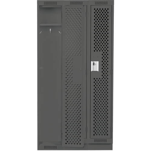 Clean Line Lockers, Bank of 3, 36" x 12" x 76", Steel, Charcoal, Rivet (Assembled), Perforated PB Rental Co. Ltd.