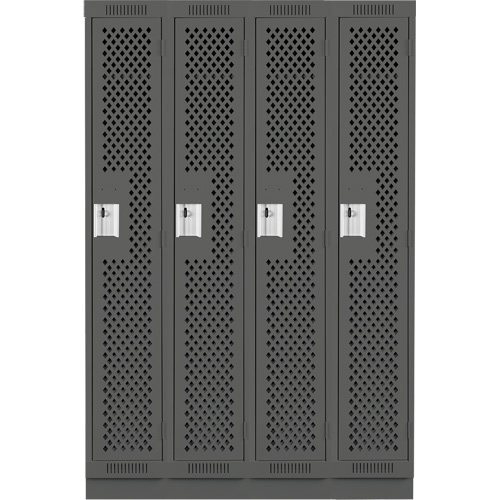 Clean Line Lockers, Bank of 4, 48" x 12" x 76", Steel, Charcoal, Rivet (Assembled), Perforated PB Rental Co. Ltd.