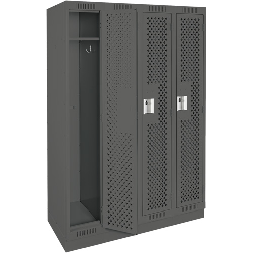Clean Line Lockers, Bank of 4, 48" x 12" x 76", Steel, Charcoal, Rivet (Assembled), Perforated PB Rental Co. Ltd.