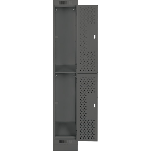 Casiers Clean Line, 2 niveaux, 12" x 15" x 76", Acier, Charbon, Rivet (assembl&eacute;), Perfor&eacute; PB Rental Co. Ltd.