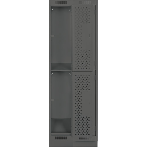Clean Line Lockers, 2 -tier, Bank of 2, 24" x 15" x 76", Steel, Charcoal, Rivet (Assembled), Perforated PB Rental Co. Ltd.