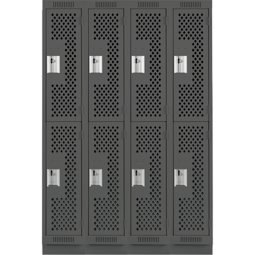 Casiers Clean Line, 2 niveaux, Bloc de 4, 48" x 15" x 76", Acier, Charbon, Rivet (assembl&eacute;), Perfor&eacute; PB Rental Co. Ltd.