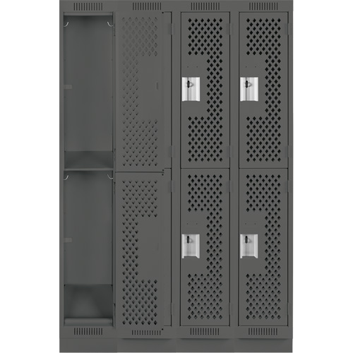 Casiers Clean Line, 2 niveaux, Bloc de 4, 48" x 15" x 76", Acier, Charbon, Rivet (assembl&eacute;), Perfor&eacute; PB Rental Co. Ltd.
