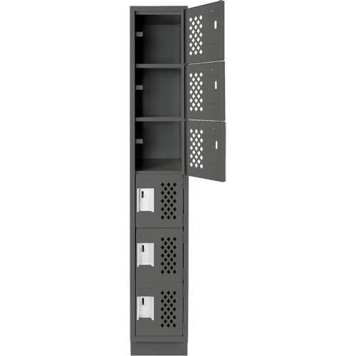 Assembled Lockerettes Clean Line Perforated Economy Lockers, 6 -tier, 18" x 72" x 12", Steel PB Rental Co. Ltd.