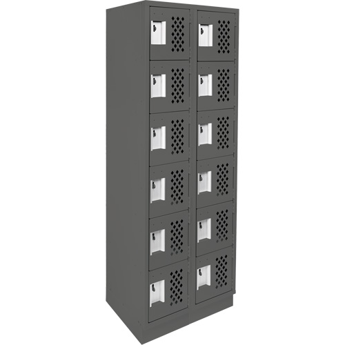 Assembled Lockerettes Clean Line Perforated Economy Lockers, 6 -tier, Bank of 2, 18" x 72" x 12", Steel PB Rental Co. Ltd.