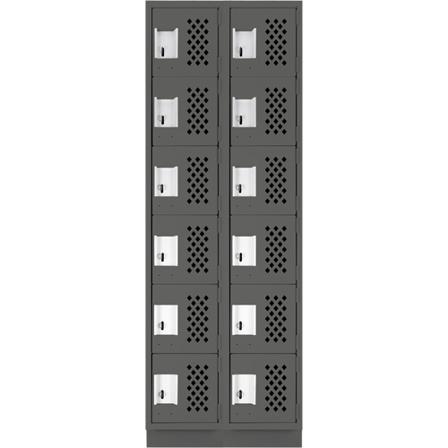 Assembled Lockerettes Clean Line Perforated Economy Lockers, 6 -tier, Bank of 2, 18" x 72" x 12", Steel PB Rental Co. Ltd.