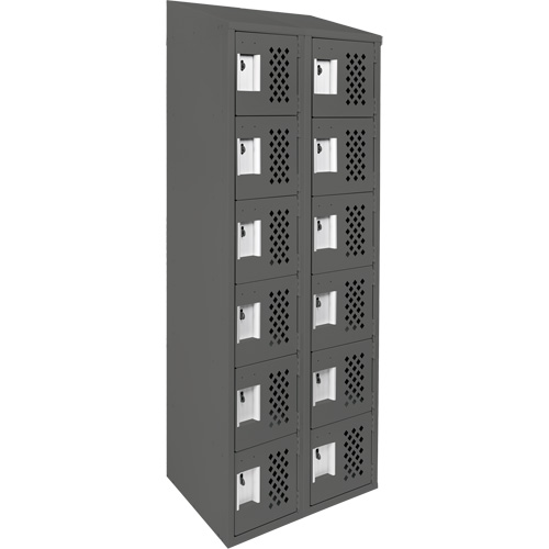 Assembled Lockerettes Clean Line Perforated Economy Lockers, 6 -tier, Bank of 2, 18" x 72" x 12", Steel PB Rental Co. Ltd.
