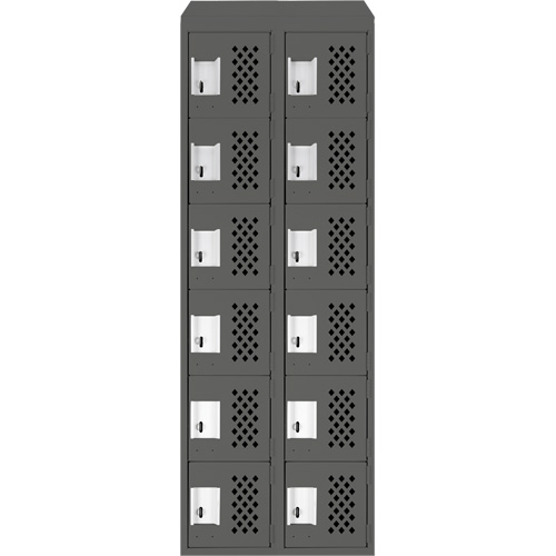 Assembled Lockerettes Clean Line Perforated Economy Lockers, 6 -tier, Bank of 2, 18" x 72" x 12", Steel PB Rental Co. Ltd.