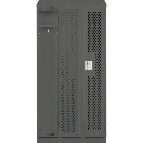 Clean Line Lockers, Bank of 3, 36" x 12" x 82", Steel, Charcoal, Rivet (Assembled), Perforated PB Rental Co. Ltd.