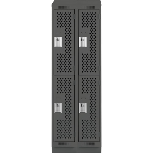 Casiers Clean Line, 2 niveaux, Bloc de 2, 24" x 12" x 82", Acier, Charbon, Rivet (assembl&eacute;), Perfor&eacute; PB Rental Co. Ltd.