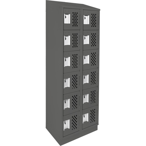Clean-Line Perforated Lockerette, 6 -tier, Bank of 2, 12" x 72" x 12", Steel PB Rental Co. Ltd.