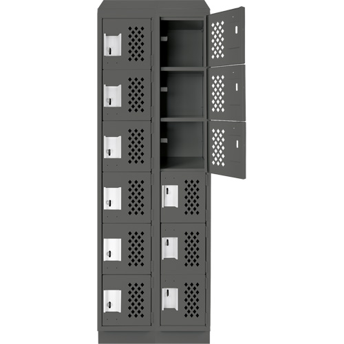 Clean-Line Perforated Lockerette, 6 -tier, Bank of 2, 12" x 72" x 12", Steel PB Rental Co. Ltd.
