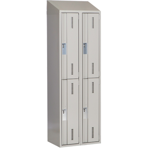 Concorde Heavy-Duty Lockers, 2 -tier, Bank of 2, 24" x 18" x 78", Steel, Grey, Welded (Assembled) PB Rental Co. Ltd.