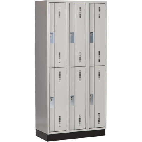 Concorde Heavy-Duty Lockers, 2 -tier, Bank of 3, 36" x 18" x 76", Steel, Grey, Welded (Assembled) PB Rental Co. Ltd.