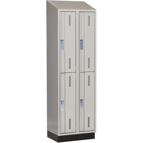 Concorde Heavy-Duty Lockers, 2 -tier, Bank of 2, 24" x 18" x 82", Steel, Grey, Welded (Assembled) PB Rental Co. Ltd.