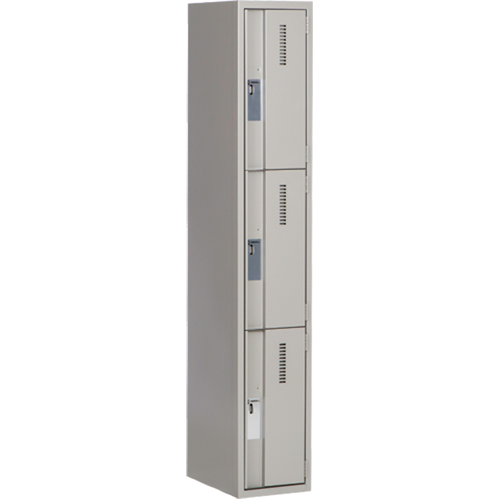 Concorde Heavy-Duty Lockers, 3 -tier, 12" x 18" x 72", Steel, Grey, Welded (Assembled) PB Rental Co. Ltd.