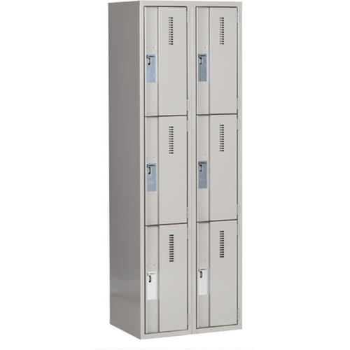 Concorde Heavy-Duty Lockers, 3 -tier, Bank of 2, 24" x 18" x 72", Steel, Grey, Welded (Assembled) PB Rental Co. Ltd.