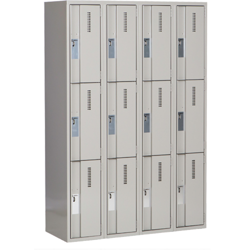 Concorde Heavy-Duty Lockers, 3 -tier, Bank of 4, 48" x 18" x 72", Steel, Grey, Welded (Assembled) PB Rental Co. Ltd.