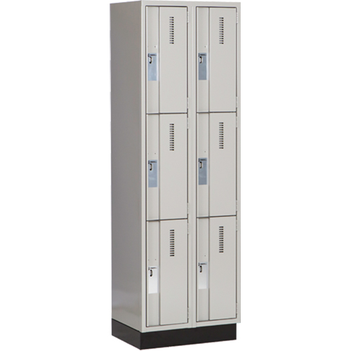 Concorde Heavy-Duty Lockers, 3 -tier, Bank of 2, 24" x 18" x 76", Steel, Grey, Welded (Assembled) PB Rental Co. Ltd.