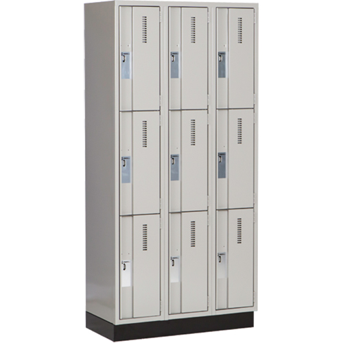 Concorde Heavy-Duty Lockers, 3 -tier, Bank of 3, 36" x 18" x 76", Steel, Grey, Welded (Assembled) PB Rental Co. Ltd.
