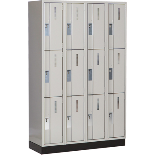 Concorde Heavy-Duty Lockers, 3 -tier, Bank of 4, 48" x 18" x 76", Steel, Grey, Welded (Assembled) PB Rental Co. Ltd.