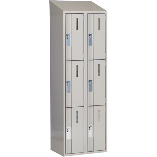 Concorde Heavy-Duty Lockers, 3 -tier, Bank of 2, 24" x 18" x 78", Steel, Grey, Welded (Assembled) PB Rental Co. Ltd.