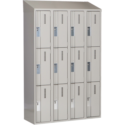 Concorde Heavy-Duty Lockers, 3 -tier, Bank of 4, 48" x 18" x 78", Steel, Grey, Welded (Assembled) PB Rental Co. Ltd.