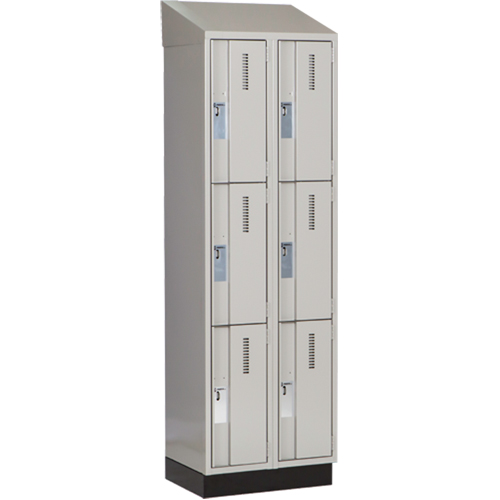 Concorde Heavy-Duty Lockers, 3 -tier, Bank of 2, 24" x 18" x 82", Steel, Grey, Welded (Assembled) PB Rental Co. Ltd.