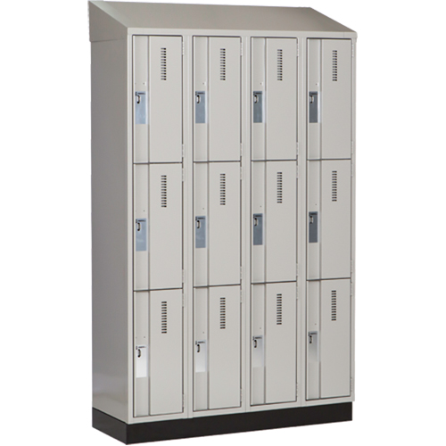 Concorde Heavy-Duty Lockers, 3 -tier, Bank of 4, 48" x 18" x 82", Steel, Grey, Welded (Assembled) PB Rental Co. Ltd.