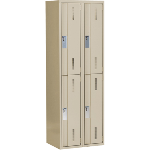 Concorde Heavy-Duty Lockers, 2 -tier, Bank of 2, 24" x 18" x 72", Steel, Beige, Welded (Assembled) PB Rental Co. Ltd.